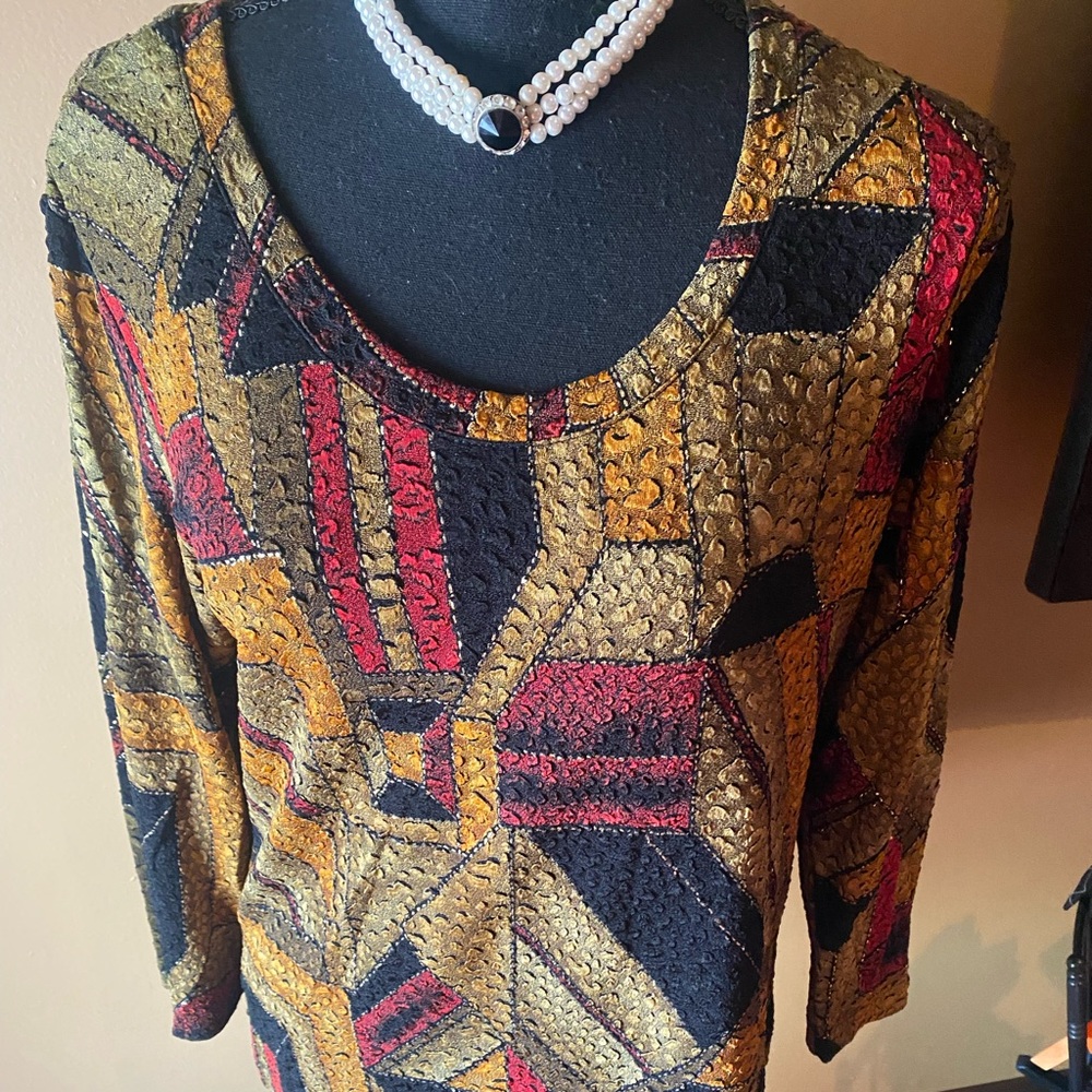 Chico’s Design “Patchwork” Design Top - image 1